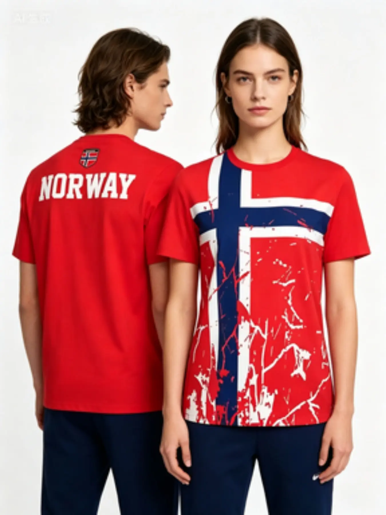 2026 Norwegian football jersey, Short Sleeve Jersey, retro-patterned sports shirt, sweat-absorbing and breathable training suit, full-color print, casual style, suitable for all seasons, classic nostalgic sports clothing top, Football Tee