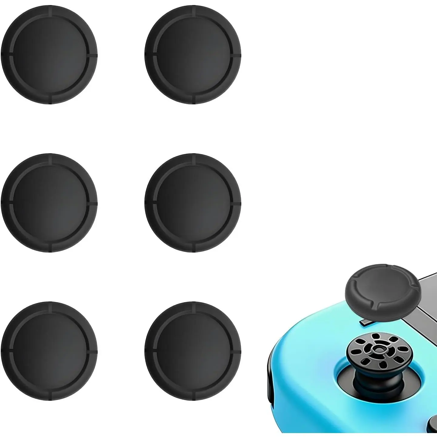 6-Count Synthetic Slip-On Joystick Thumb Grips Accessories for Console Joy-Con Controllers, Compatible with OLED Model (Model 1)