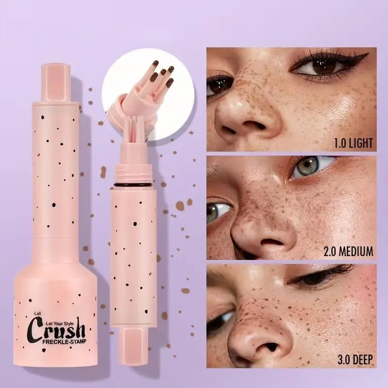 3-Color Natural Freckle Stamp Pen, Multi-Tip Design, Quick Application, Perfect for Nose, Cheek, Party, Cosplay, Daily Makeup