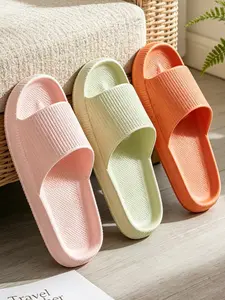Women's Simple Plain Color Platform Slides, 1 Pair Fashion Casual Soft Comfortable Home Slippers, Summer  Outdoor Beach Plastic Slippers for Daily Wear Footwear