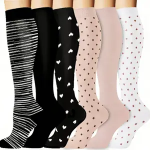 6 Pairs Cute Assorted Print Compression Socks for Women & Men, Durable and Wear Resistant Construction That Withstands Daily Activities, Great for Runners, Outdoor Sports and Everyday Daily Wear
