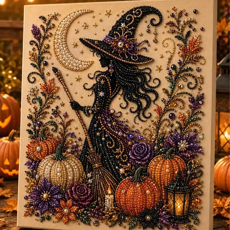 Halloween Ghost Pearl Art Kit for Adults DIY Pearl Painting Craft Kit Beginner Friendly Halloween Pearl Diamond Art Wall Decor