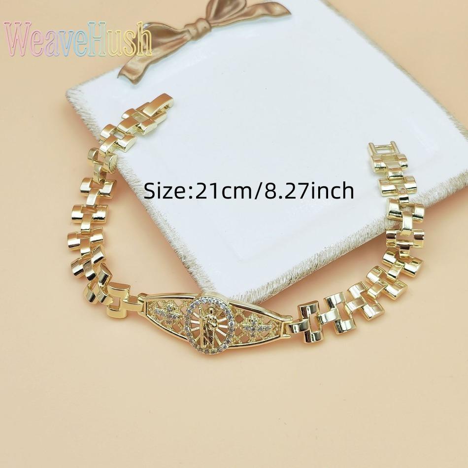 New Hollow Religious Saint Jude Charm Bracelet for Women, Fashion Personality Watch Chain Style Link Bracelet, Geometric Design with Lobster Clasp, Fresh Sweet Minimalist Jewelry for Daily Wear, Parties & Gifting