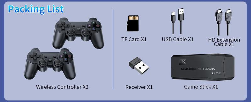 Retro Game Console – 20,000+ Classic Games Built-in, 18 Emulators, Dual 2.4G Wireless Controllers, 4K HDMI Output, 64GB Plug & Play Game Stick for TV, PC, Projector