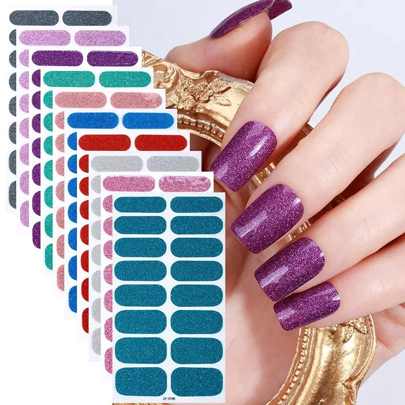 1/8 Sheets Shiny Full Nail Wraps Gel Nail Stickers Nail Full Wraps Nail Polish Strips Colorful Waterproof Full Cover Gradient Glitter Self-Adhesive Nail Decals Nail Art Supplies for Women Manicure Decoration Decals
