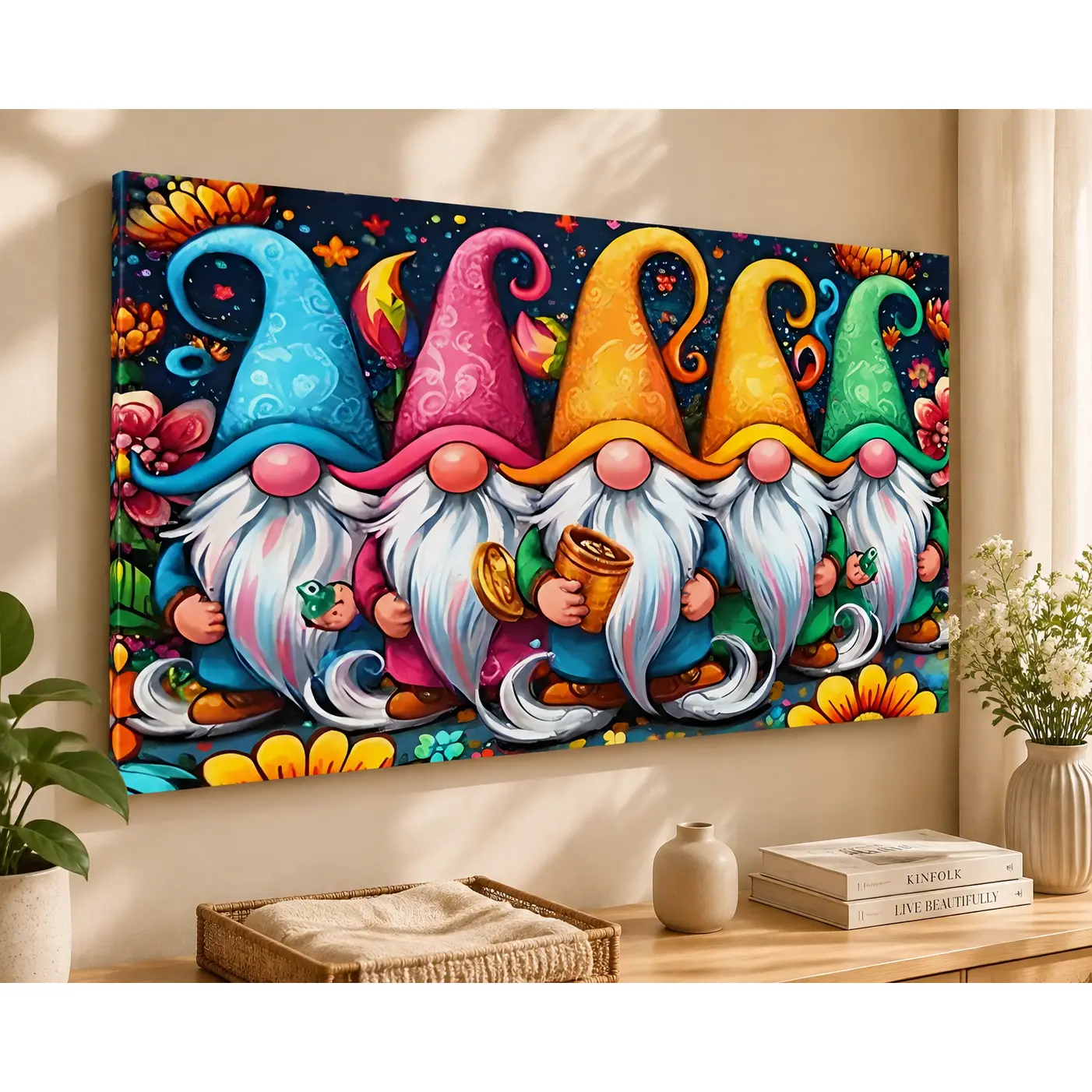Unisex 5D Diamond Painting Kit - Vibrant Gnomes Large Full Drill Gem Art Mosaic, Wall Hanging Craft for Living Room Room Decor, Adult DIY Project