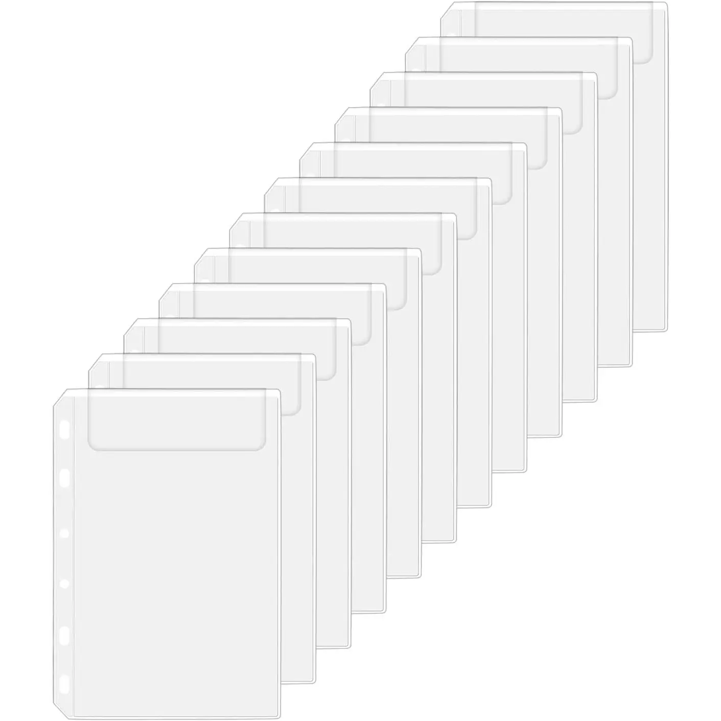 12 count A7 Mini Binder Pockets 6-Hole No Zipper Budget  Envelopes  Organizer for A7 6 Ring Binder Wallet, Clear Zipless  Stuffing Envelopes Planner Inserts Loose Leaf Filling Bags