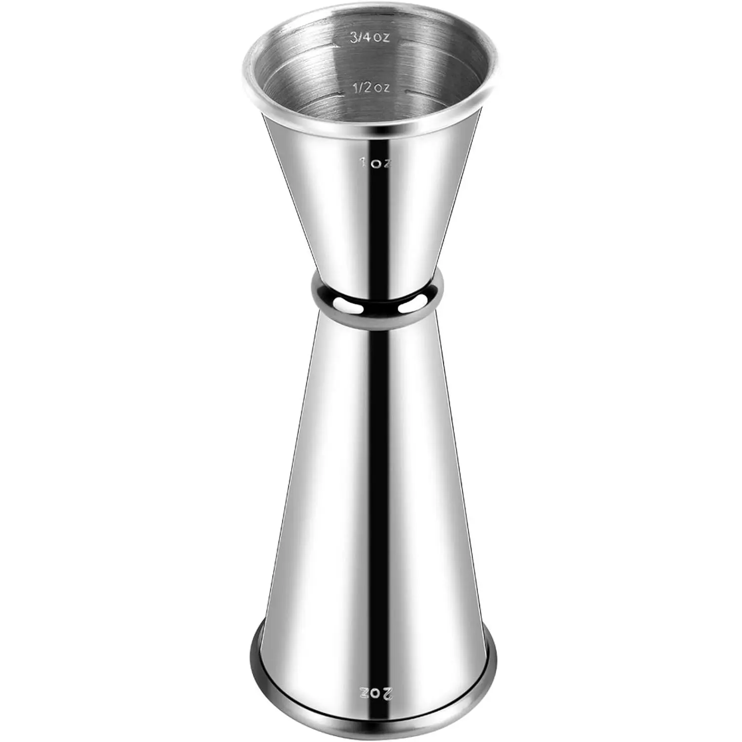 Bartender measuring cup, double-ended cocktail measuring cup, high-quality 304 stainless steel measuring cup, with 2-ounce and 1-ounce markings embedded inside the cup