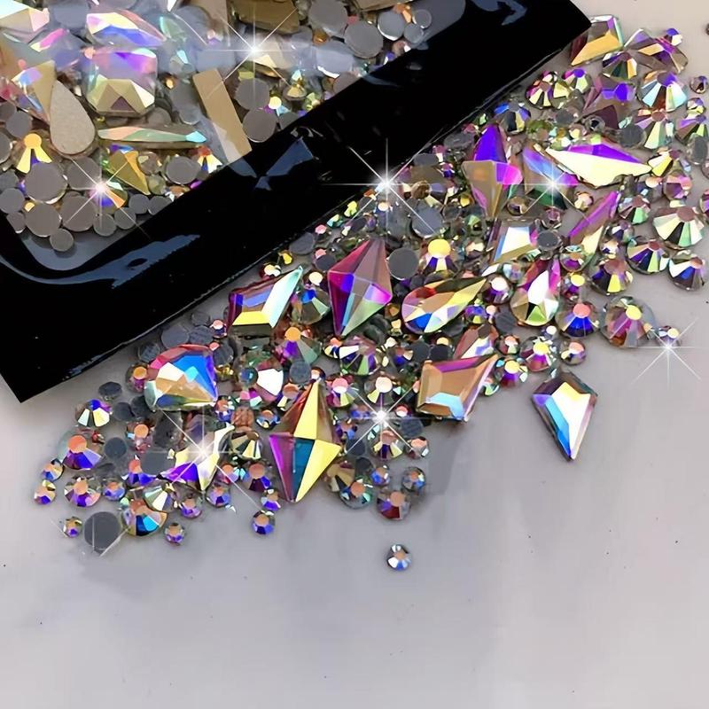 Rhinestone Nail Art Decoration, Glitter Rhinestones, 300pcs/bag Flatback Round Rhinestone & Flatback Odd Shaped Large Cubic Zirconia, Nail Art Accessories