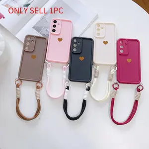 1 gold heart-shaped phone case+woven hanging rope, suitable for Redmi series models Note11/11pro/12/12pro/13/13pro/14//14pro/15/15pro/Redmi 12/Redmi12C/Redmi13/13C/14C/15/15C, Phone case with lanyard, detachable lanyard, phone case with lanyard