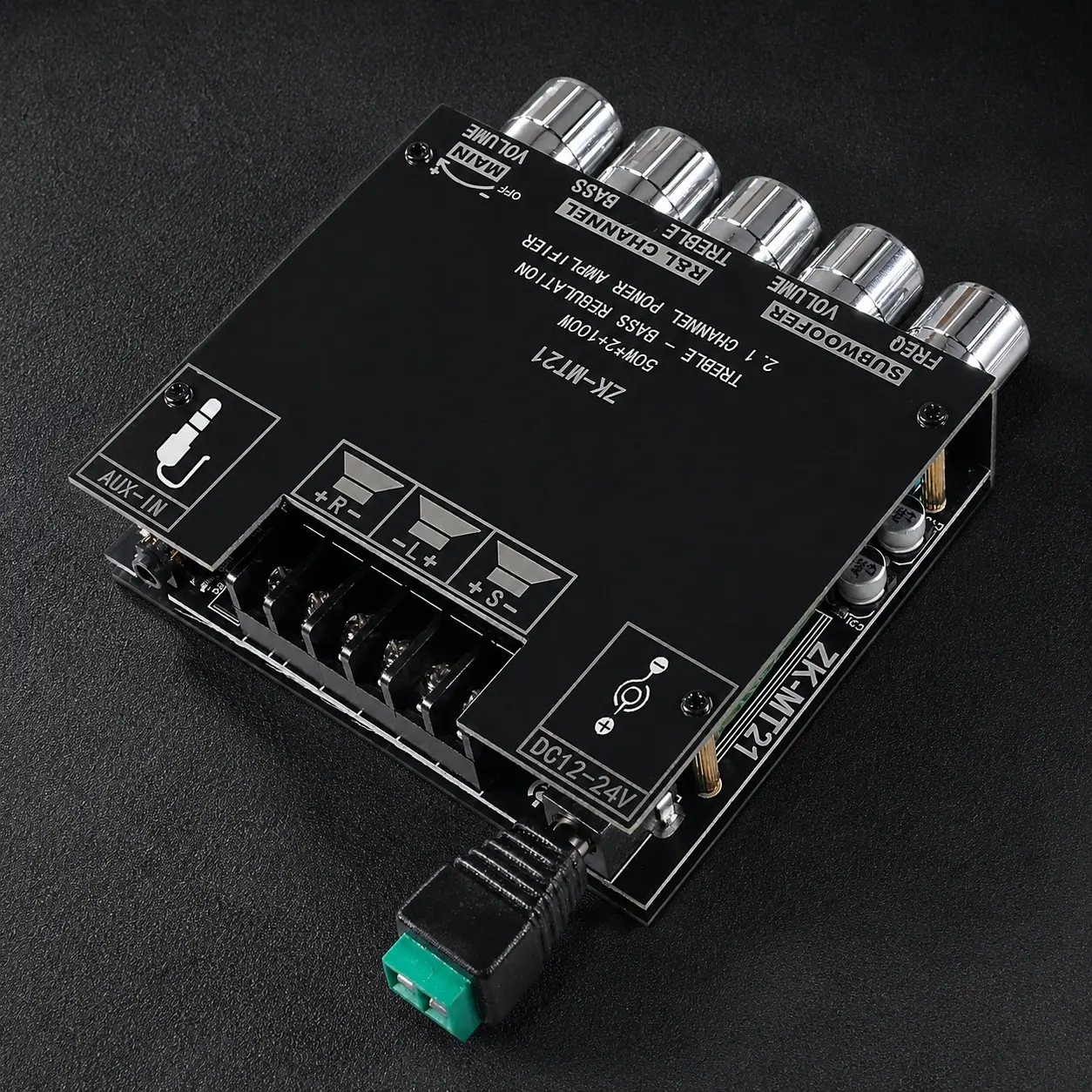 2.1-channel Bluetooth audio amplifier board with 50W×2 + 100W high-power output, treble and bass adjustment, Bluetooth wireless connectivity support, suitable for DIY Bluetooth speakers, Power Amplifier Module