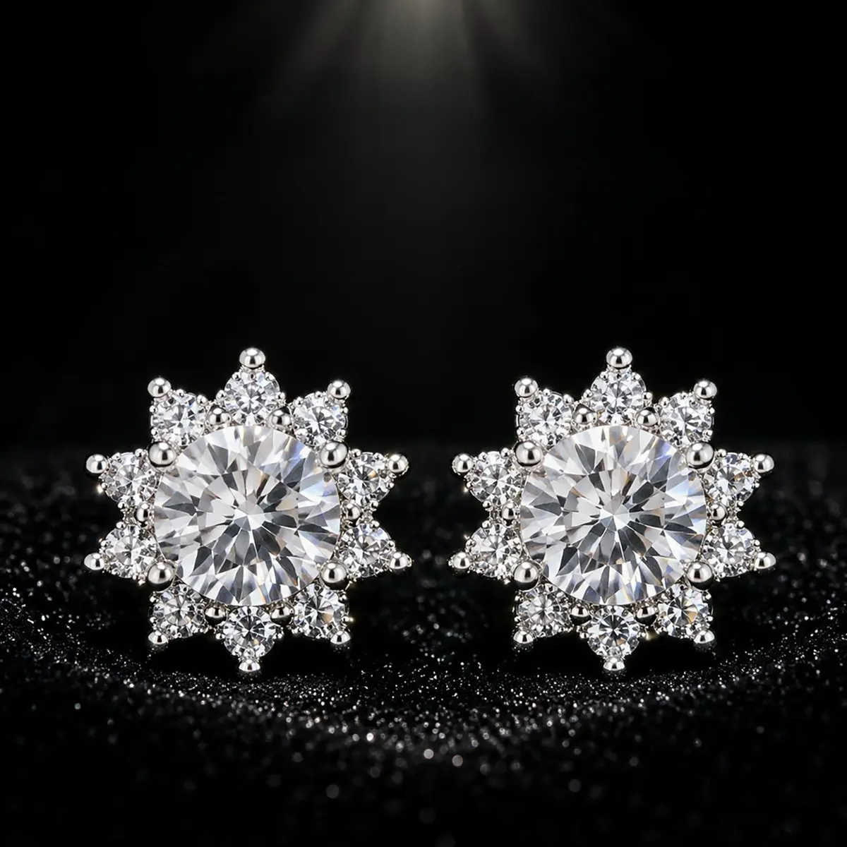Sparkly Sunflower Cubic Zirconia Stud Earrings, Hypoallergenic S925 Silver Pin Dainty Ear Jewelry, Stackable Daily Ear Studs, Elegant Floral Pendant Gift for Her Birthday Wedding Party, Lightweight Earrings Fit for Sensitive Ears