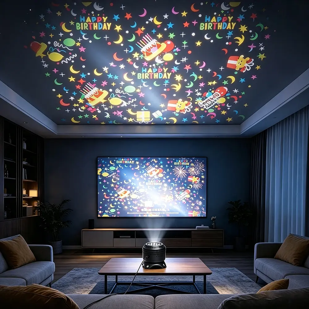 8 in 1 LED Christmas Projection Lamp, 8 Patterns Ocean Butterfly Snowflake Halloween Starry Sky Projector, Holiday Birthday Atmosphere Effect Night Light