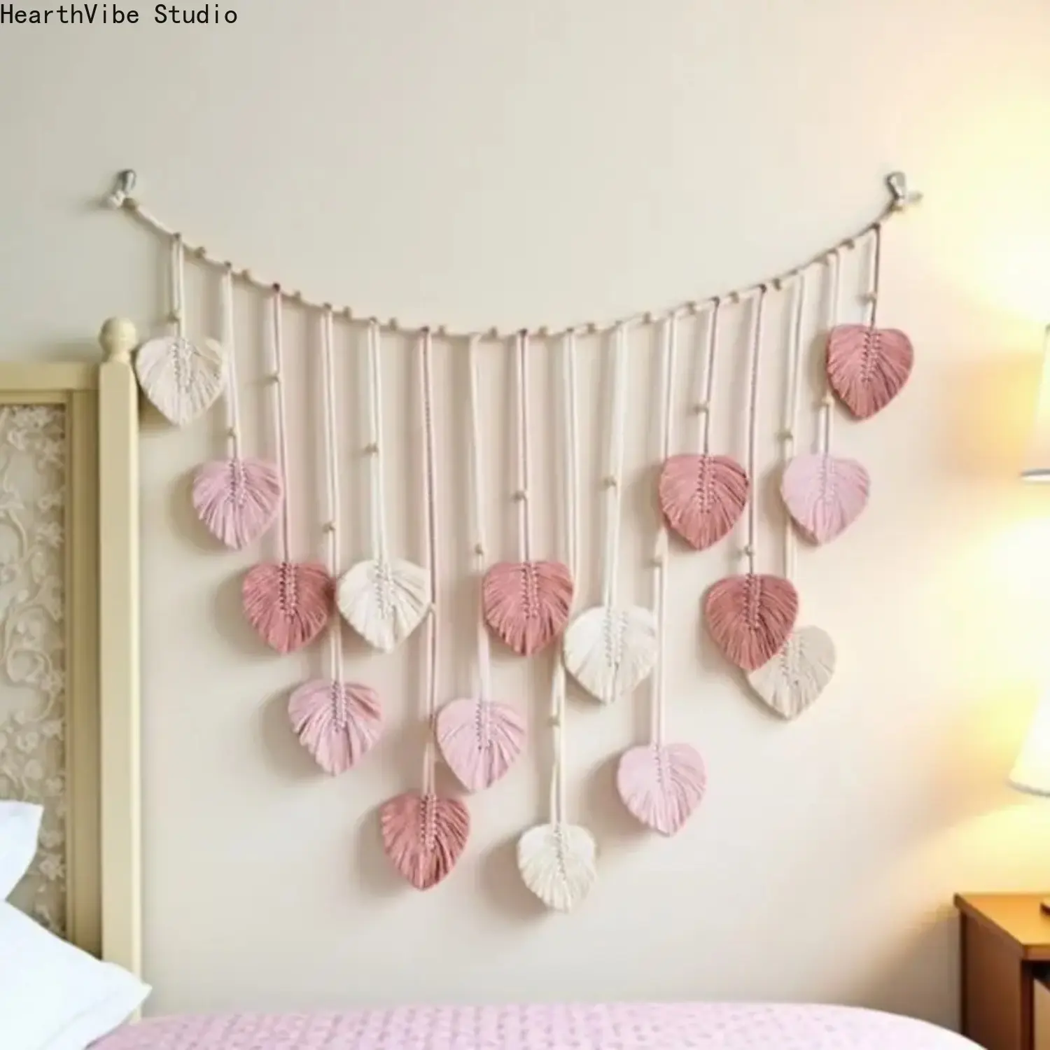 Rustic Macrame Wall Hanging, Bohemian Handwoven Cotton Leaf Tapestry with Tassels, Lightweight & Hangable Decor for Bedroom, Kitchen, Gift, Room Decor, Mom, Ornament, Natural, Decoration, Hangable Tapestry, Decorative, One-Piece