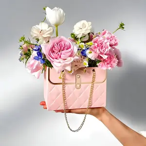 4-Piece Striped Gift Bag Set with Metal Bracelet, Large Capacity for Weddings Birthdays Mother's Day Graduation Flower Bouquets Wedding Party Packaging