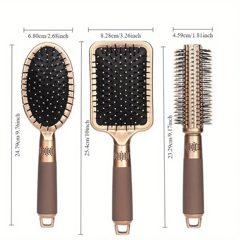3 Pieces Anti Static Massage Oval Comb Set, Hair Dryer Styling Brush, for Long Thick Curly Wavy Dry Damaged Hair