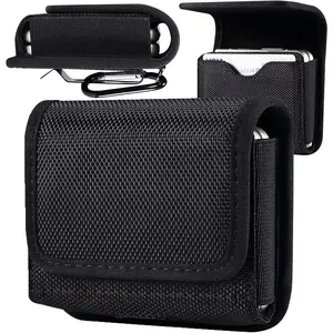 Samsung Galaxy Z Flip 7/6/5/4 Waist Strap Case, Nylon Phone Bag with Belt Clip and Card Holder, Compatible with Z Flip 3, Motorola Razr 5g