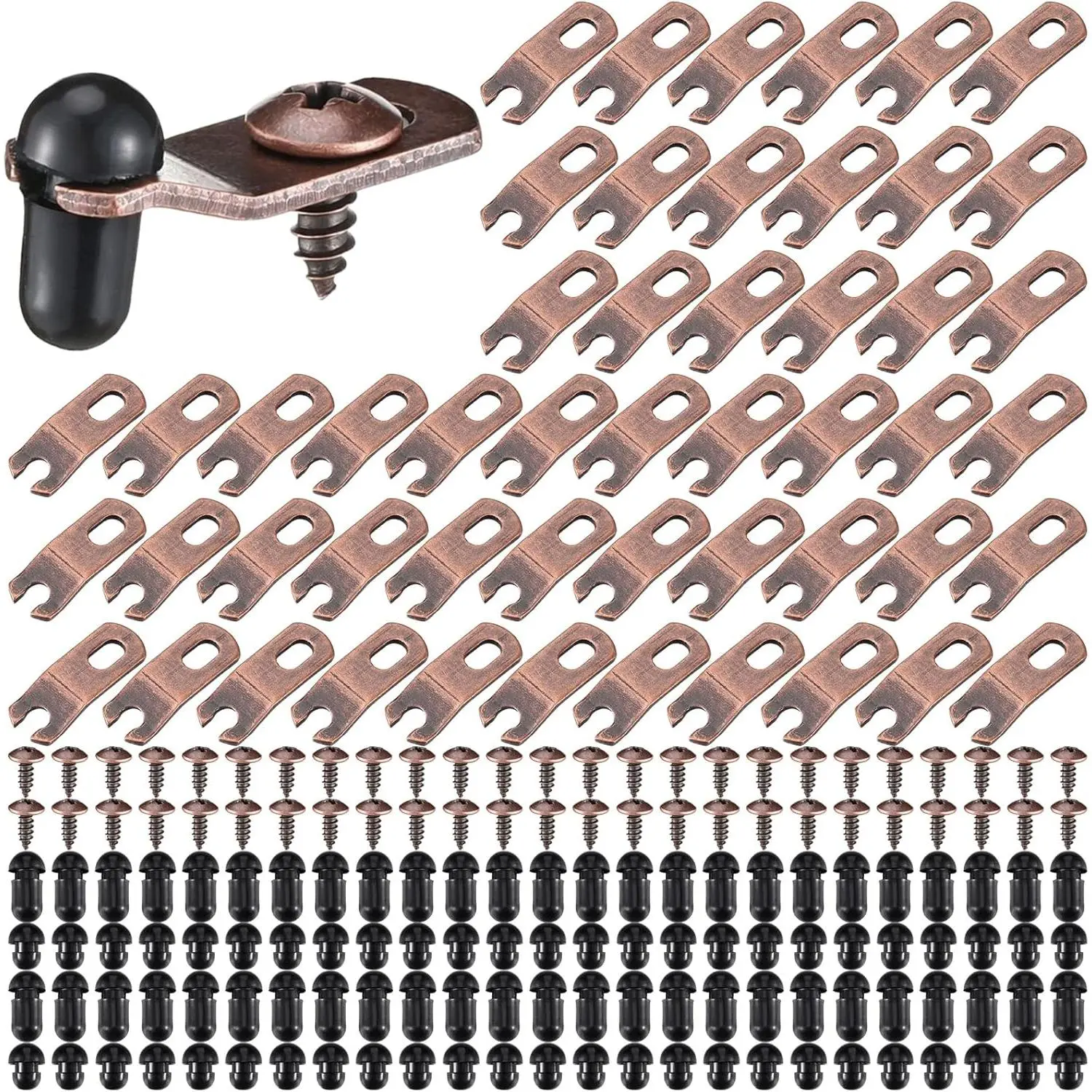 16 Sets Antique Bronze Glass Retainer Clips with Screws Metal Glass Retainer Clips for Cabinet Doors