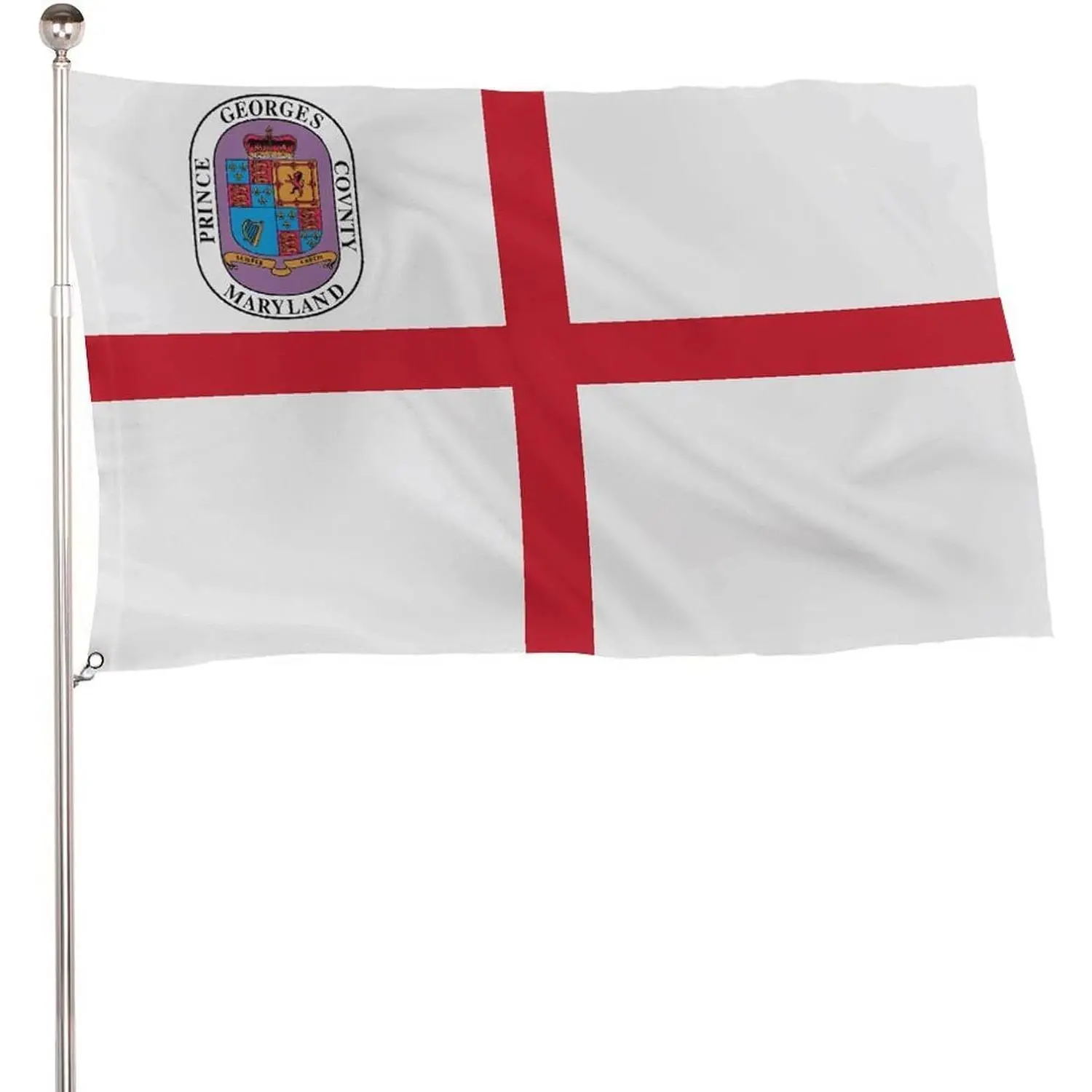 Prince George's County Flag Banner, 5x3 Ft Lightweight 115D Polyester Flag with 2 Metal Eyelets, Banners