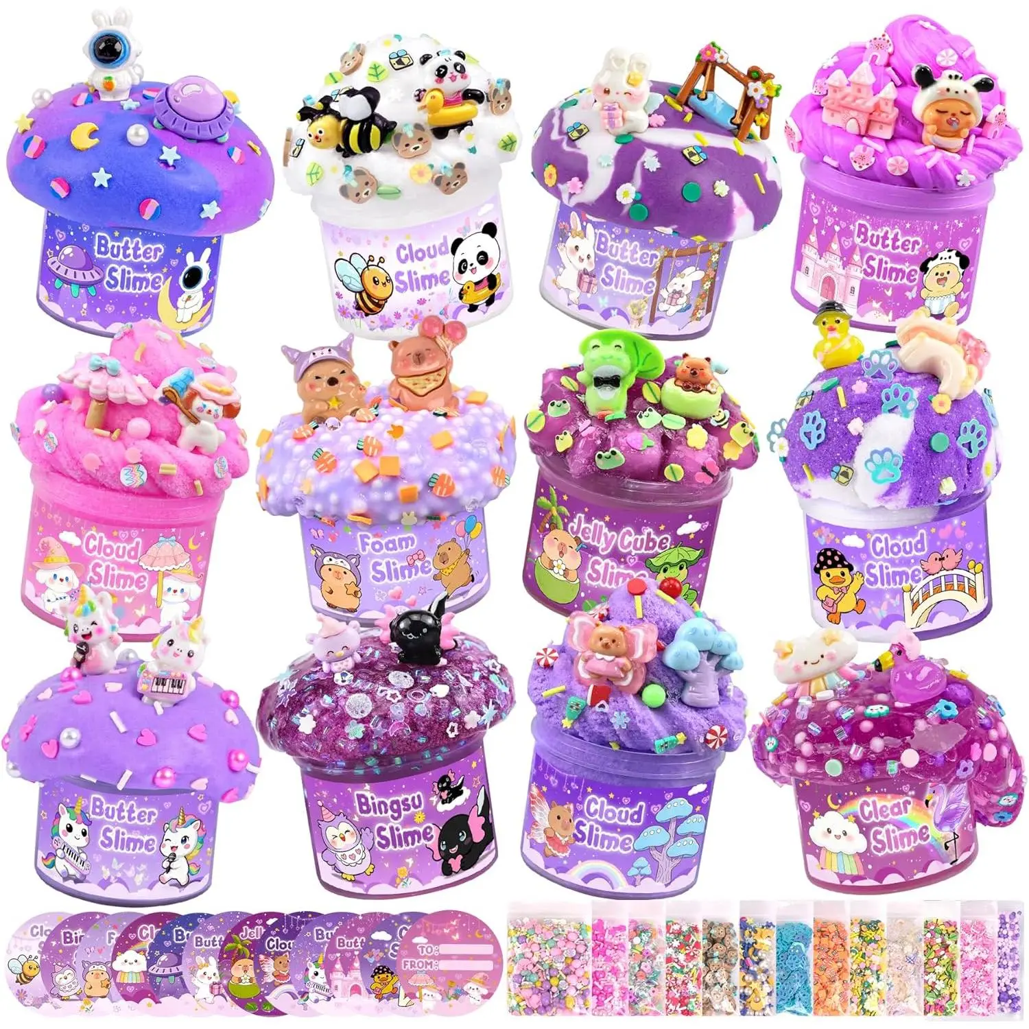 12 Pack Slimes, Purple Slime for Kids, Butter Cloud Slime kit for Girls Ages 8-12, Toys for Girls and Boys, Birthday Party Favors for Kids Goodie Bag Easter Basket Stuffers