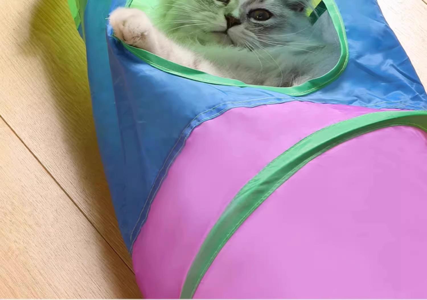 Rainbow direct cat tunnel self-entertainment educational cat toy foldable cat tunnel,Happy space for cats photo toy ball accessory bite resistance rope control Glow-in-the-Dark buttons enrichment puzzle Resistant Inflatable Set puppy dogs child chew funny