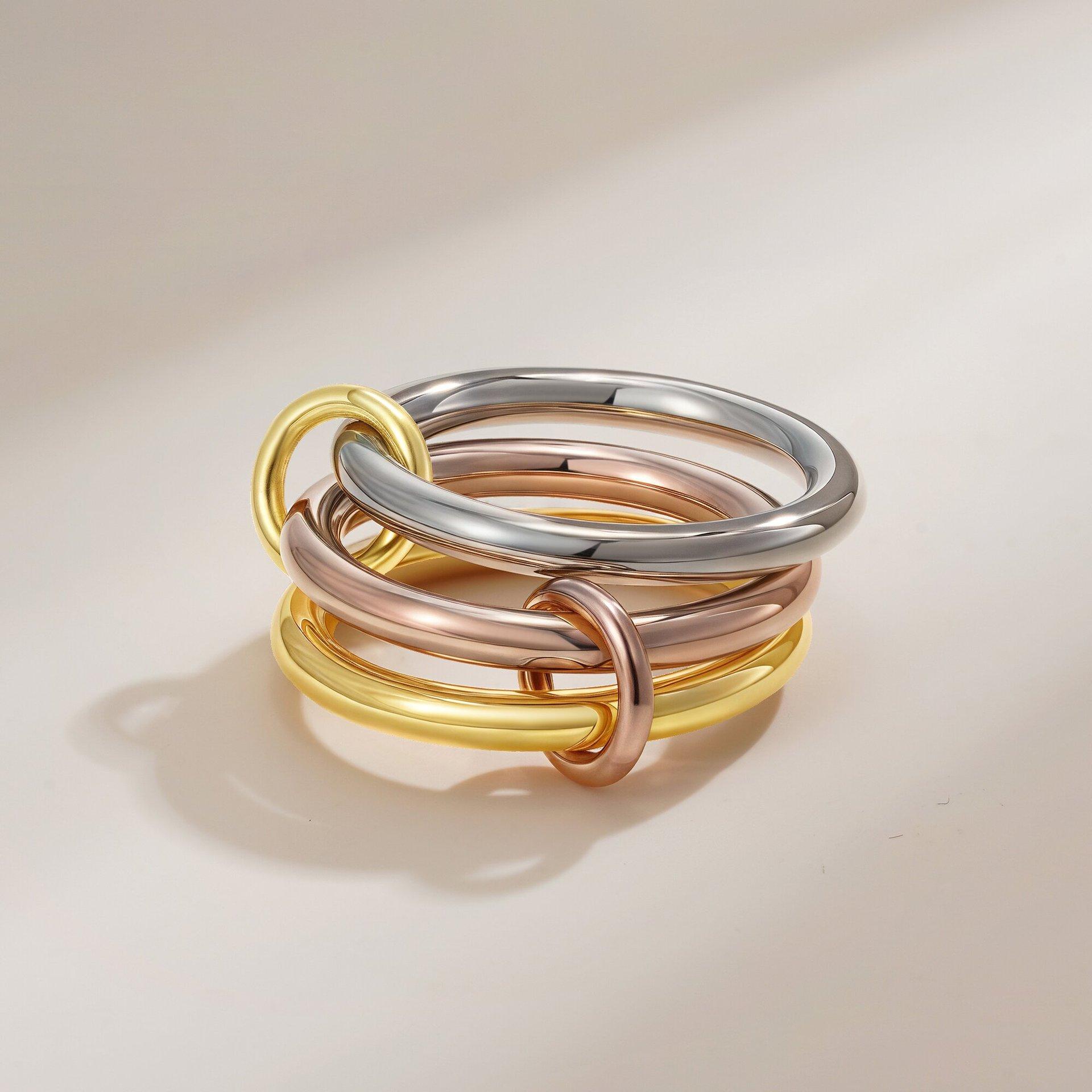 Interlocking Triple Band Ring, Micro Paved Blue Sapphire CZ Knot Ring, Luxury Statement Jewelry for Daily Wear & Parties, Perfect Gift