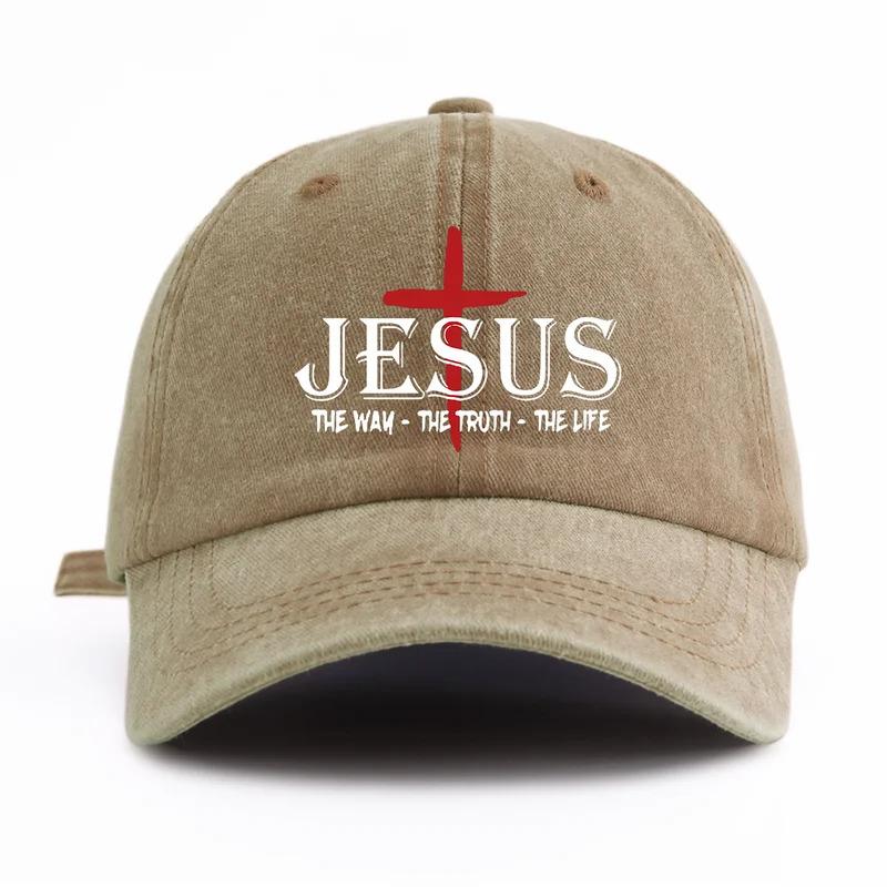 1 Pc JESUS CROSS Print Washed Baseball Cap, Classic Casual Stylish, Perfect Gift For Families And Friends