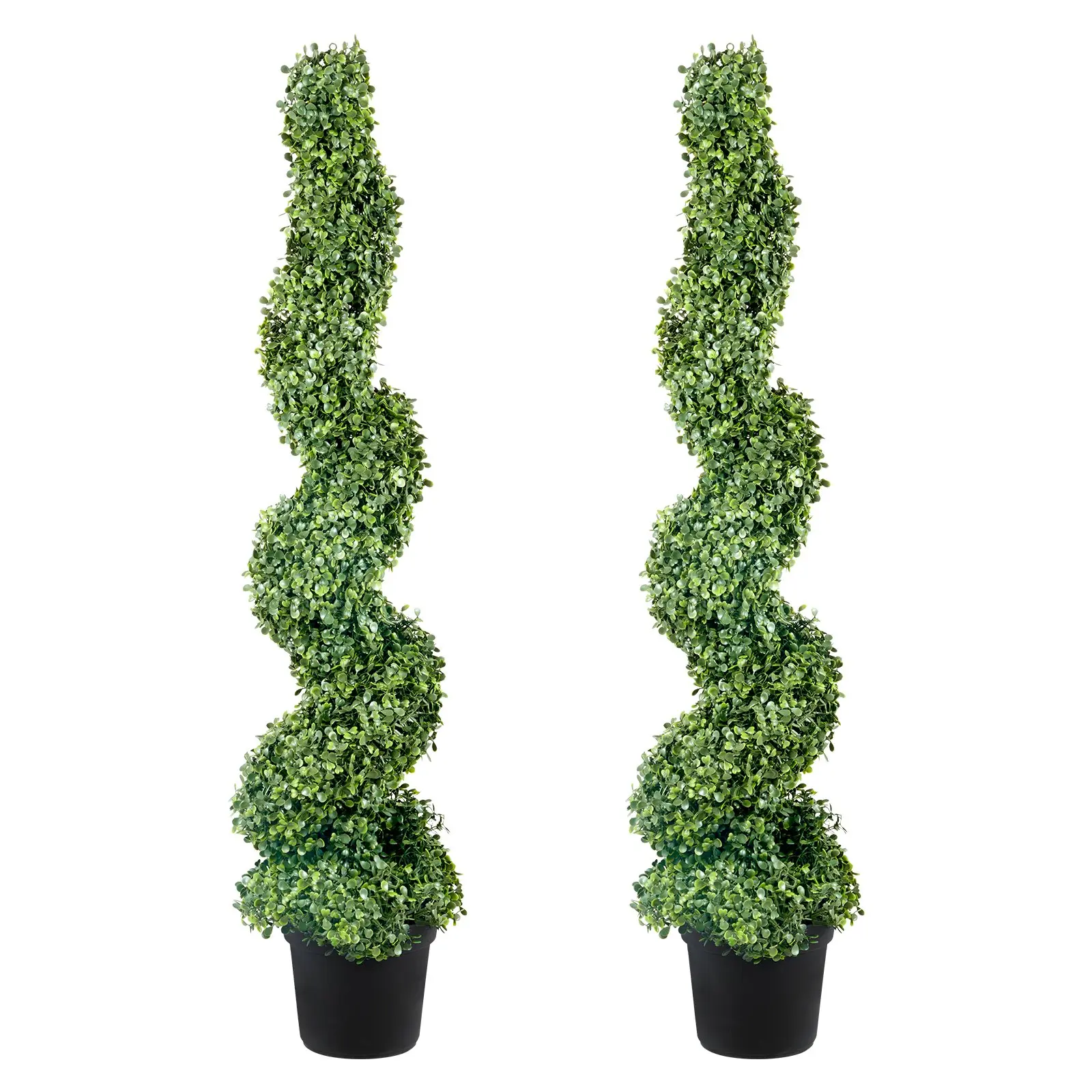 【DealsForYouDays】VEVOR 2 pcs. Artificial Boxwood Tower Topiary Spiral Artificial Plant 122cm high Decorative Plant Green Plastic PE Iron Topiary Plants incl. 10 pcs. Replacement Leaves