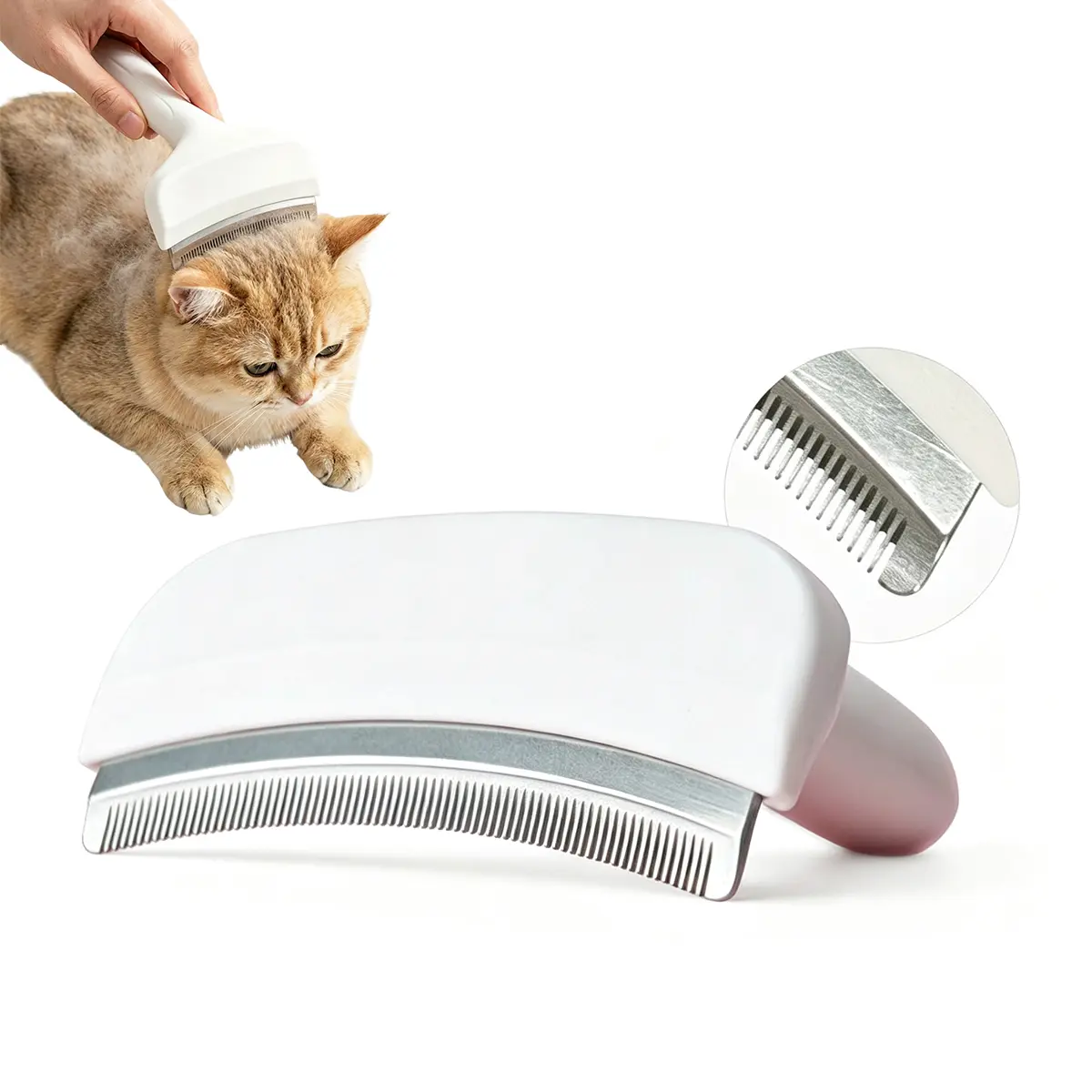 Pet Hair Removal Comb - Ergonomic Handle,Curved Structural Design Tight V - Shaped Teeth for Short Haired Cats & Dogs