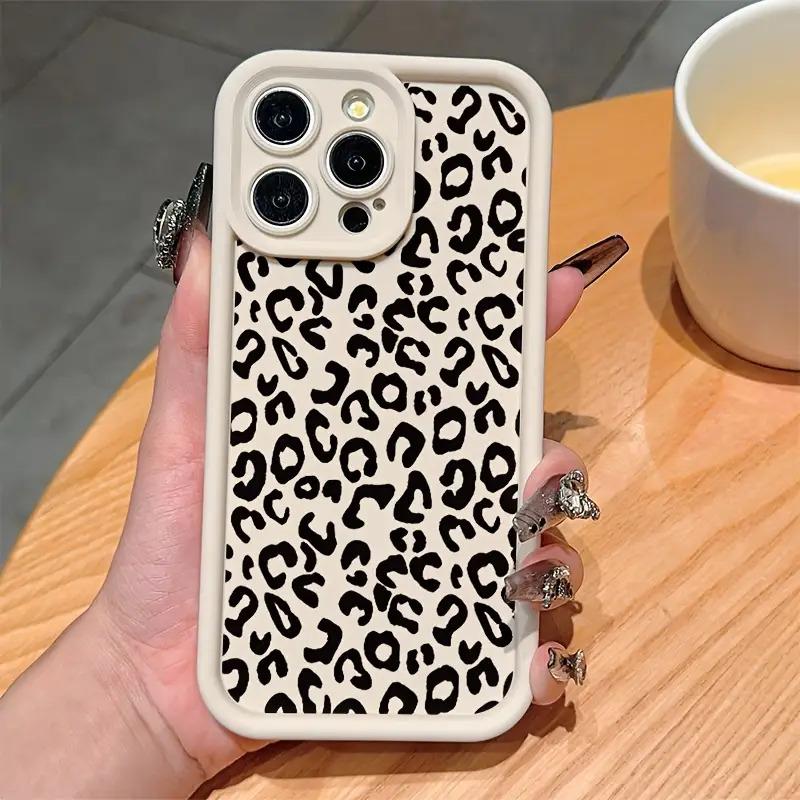 Gaozhu Ancient White Leopard Print Black TPU Shockproof Full Coverage Protective Case for iPhone 17 E Air Pro ProMax iPhone16 15 14 Plus 13 12 Mini 11 X XS XR, Dropresistant Cover, Trendy Phone Case, Fashionable Cover, Durable Phone Cover, Iphone Cover