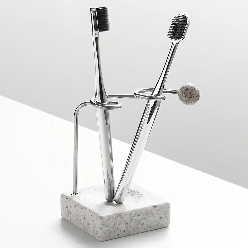 Light Luxury Stainless Steel Toothbrush Holder, Couple'S Toothbrush Organizer for Bathroom