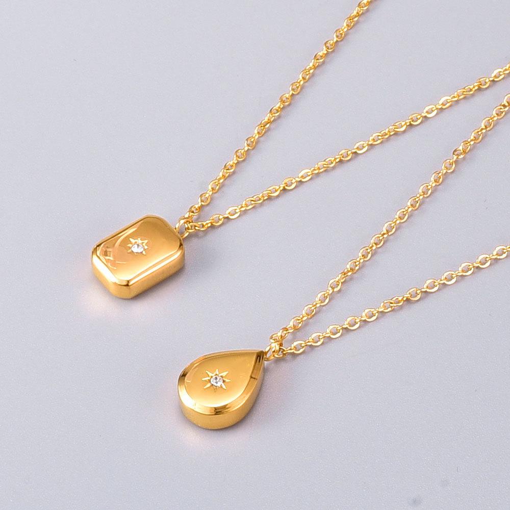 Oblong brand North Star light inlaid zircon pendant necklace square brand star mount collarbone chain female
