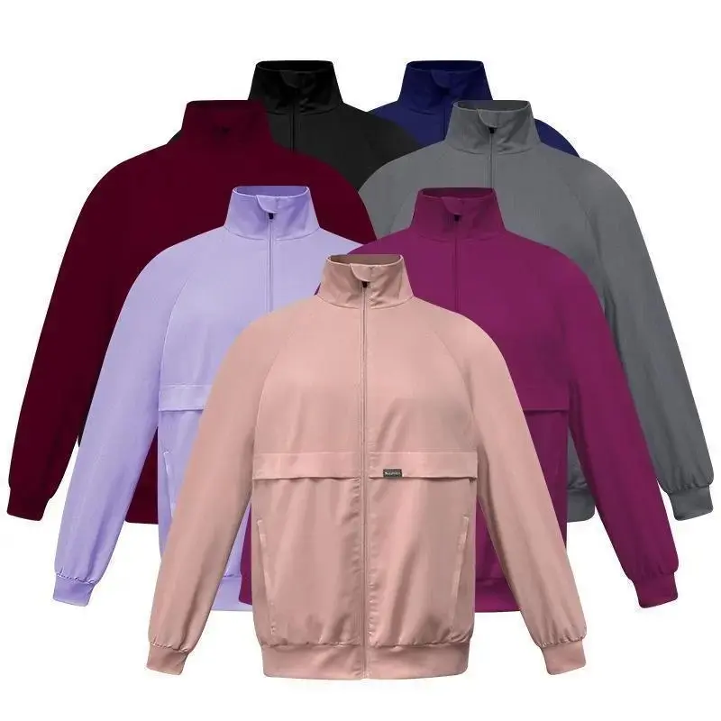 Surgical Scrub Jacket Thickened Long Sleeve Jacket with Stand Collar and Pockets Nurse Workwear Multiple Colors Clothes Womenswear