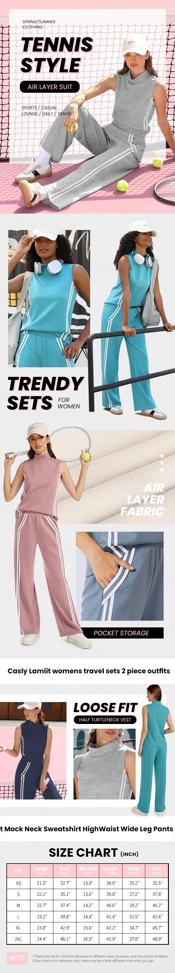 Casly Lamiit 2 Piece Sets for Women Summer Outfits Mock Neck Tank Top & Wide Leg Pants Stripes Casual Loungewear Tracksuits Tanktop Fitted Casly Lamiit 2 Piece Sets for Women Summer Outfits Mock Neck Tank Top & Wide Leg Pants Stripes Casual Loungewear Tracksuits Tanktop Fitted