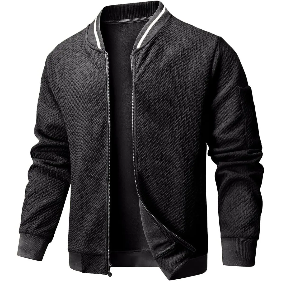 Mens Casual Jacket Loose Fit Lightweight Jacket Varsity Bomber Jacket with Zipper