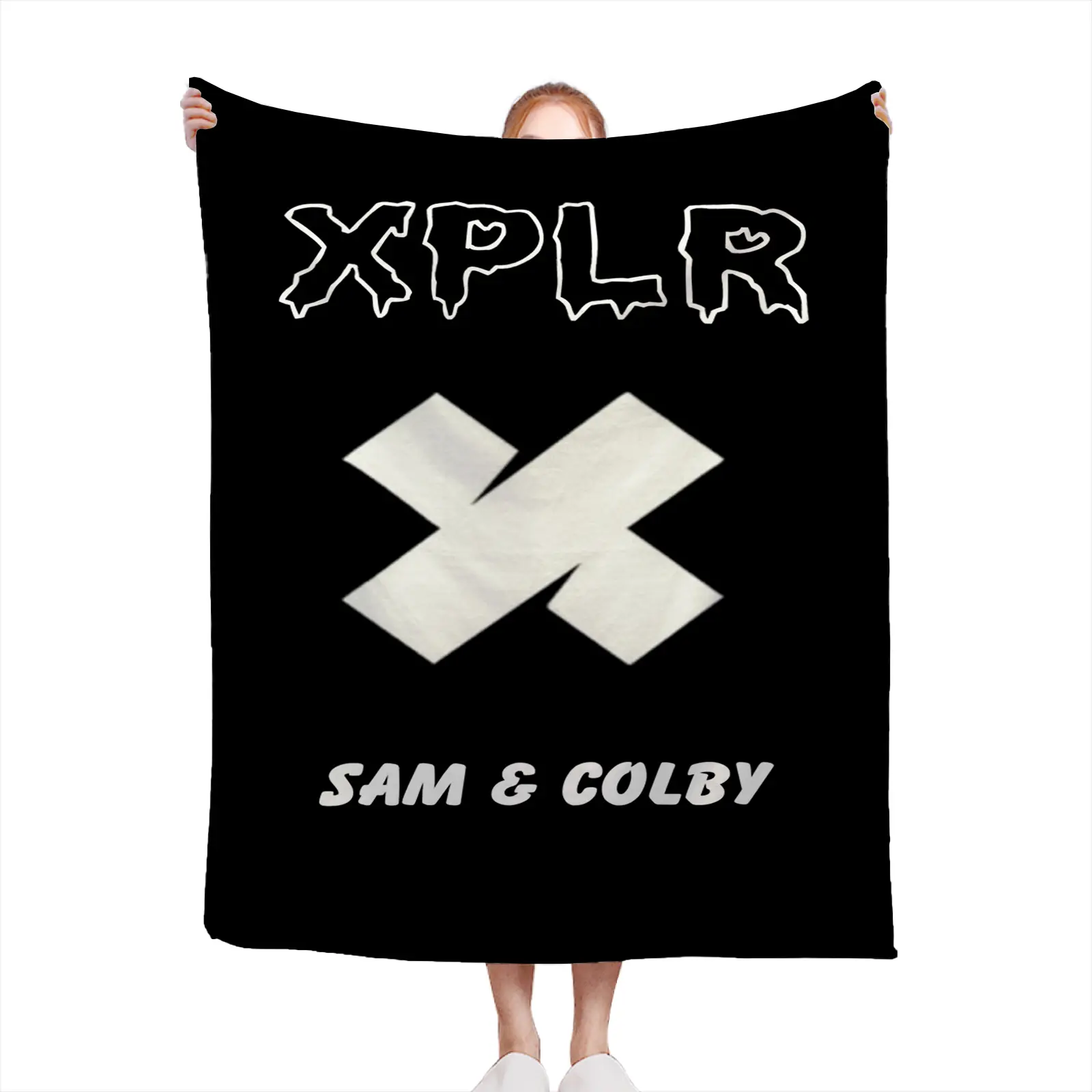 Soft Cozy Throw Blanket Flannel Black XPLR Sam And Colby Logo Print Lightweight For Bedroom Living Room Fan Gift2607230020