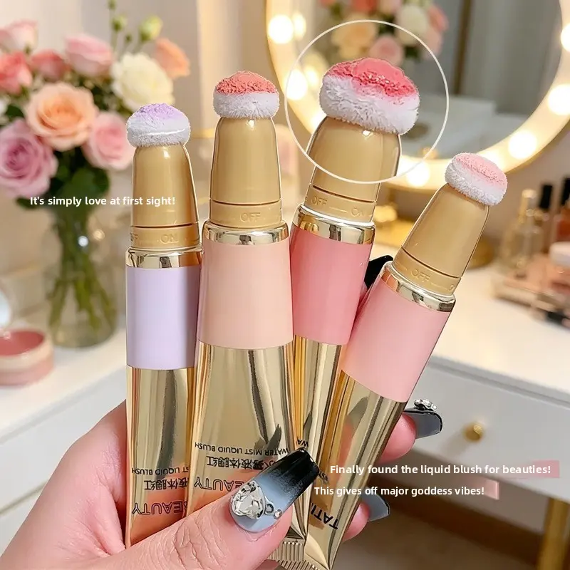 4 Pack Water Mist Liquid Blush, Airy Lightweight Translucent Plumping Cheek Tint, Natural Brightening Glow Everyday Versatile Makeup for Bright Fair Skin
