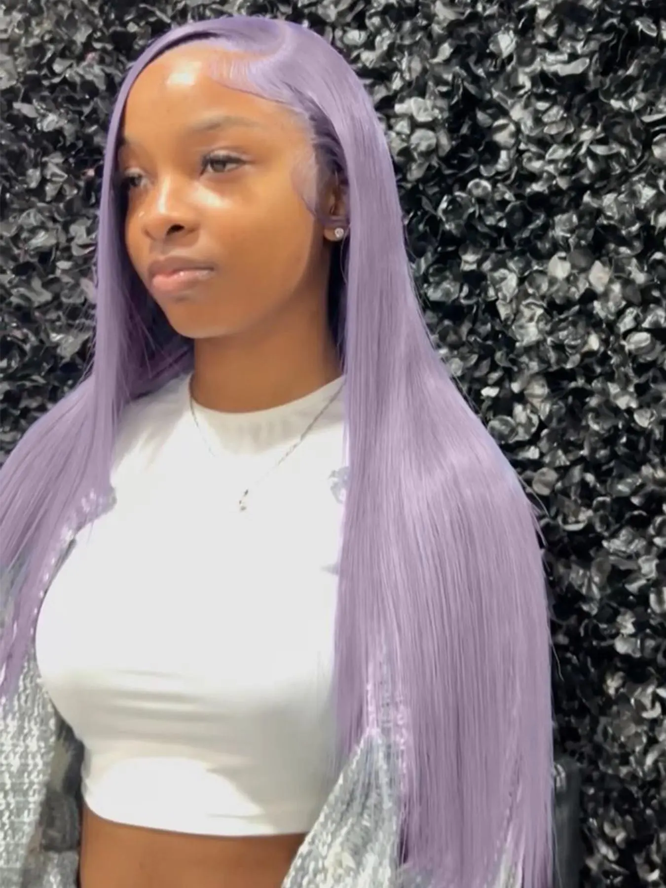 28 Inch Light Purple Long Straight Wigs for Women, 13x4 Lace Area Free Part Synthetic Lace Front Wigs,Gorgeous Fluffy Wigs without Bangs, Synthetic Lace Front Wigs for Party, Daily Use