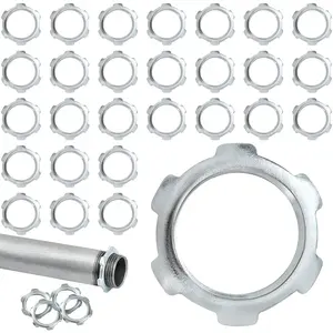 50 Pcs 1/2 Inch Galvanized Steel Electrical Conduit Rigid Lock Nuts, Silver Sealing Fittings for Rigid IMC, Chemical Pipelines & Industrial Use