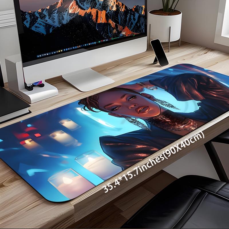 Girl Pattern Mouse Pad, Large Mouse Pad, Rectangle Gaming Mouse Pad, Office Desk Keyboard Mouse Mat for Home Office Game Room Desk