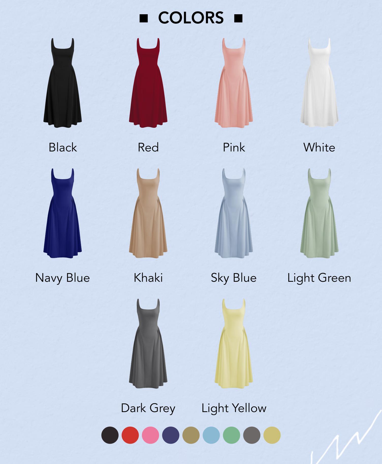 Cider Woven Square Neck Solid Midi Dress