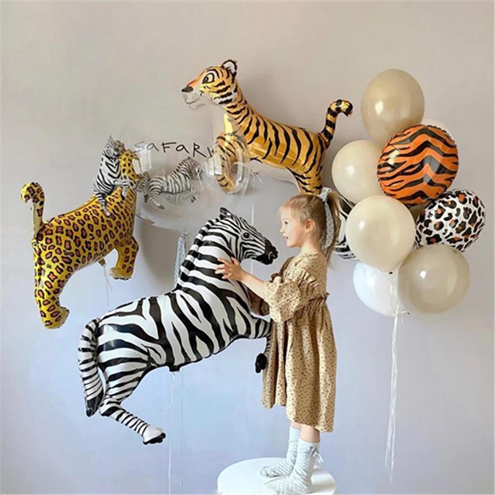 Safari Animals Happy Birthday Banner Pennant Foil Animal Balloons for Kids Jungle Safari Zoo Theme Party Decoration Supplies Toy