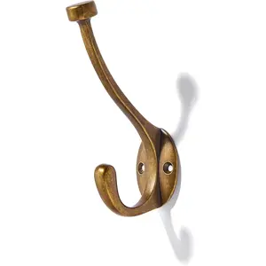 The 3 Pack 5-1/2 inch Antique Brass Coat Hook zinc Alloy mudroom Hooks Suitable for bathrooms, Behind Doors, bedrooms, Towel Robe Hooks for Both Household and Commercial use