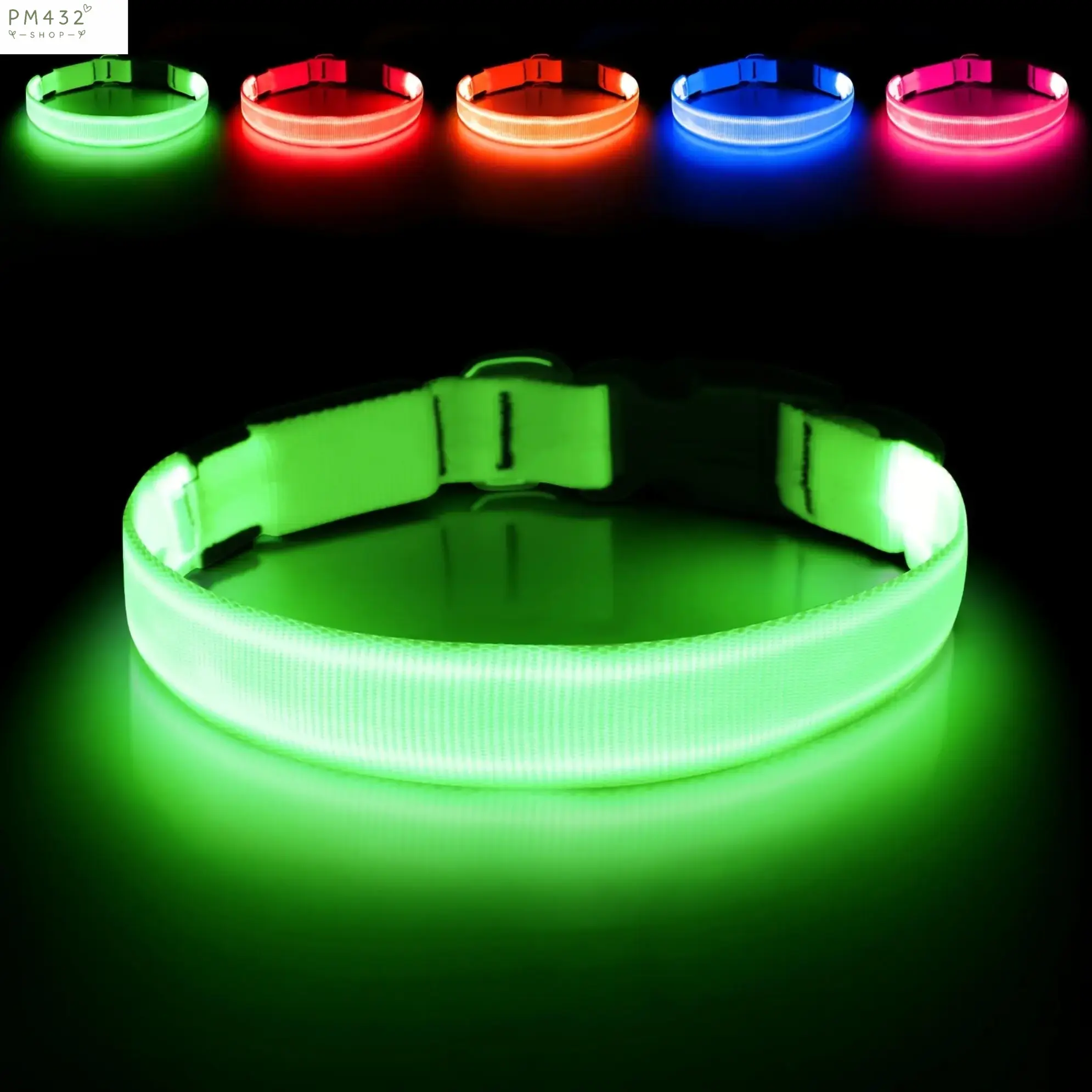 LED Waterproof Dog Collar, USB Rechargeable Light Up Nylon Pet Collar with Adjustable Buckle, Reflective Glow Safety Collar for Small Medium and Large Dogs, Night Walking Outdoor Pet Accessory for Better Visibility