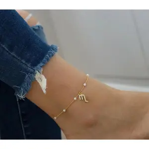 Gold Filled Zodiac Sign Anklet Bracelet Women Tarot Card Virgo Gift Anklet Waterproof Chain Anklet Beaded Anklet Pearl Figaro Rope Anklet