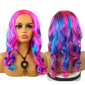 Colorful Long Wavy Hair Anime Wig, Multi-Color Gradient, European and American Trendy, Available Now, Cosplay Accessory