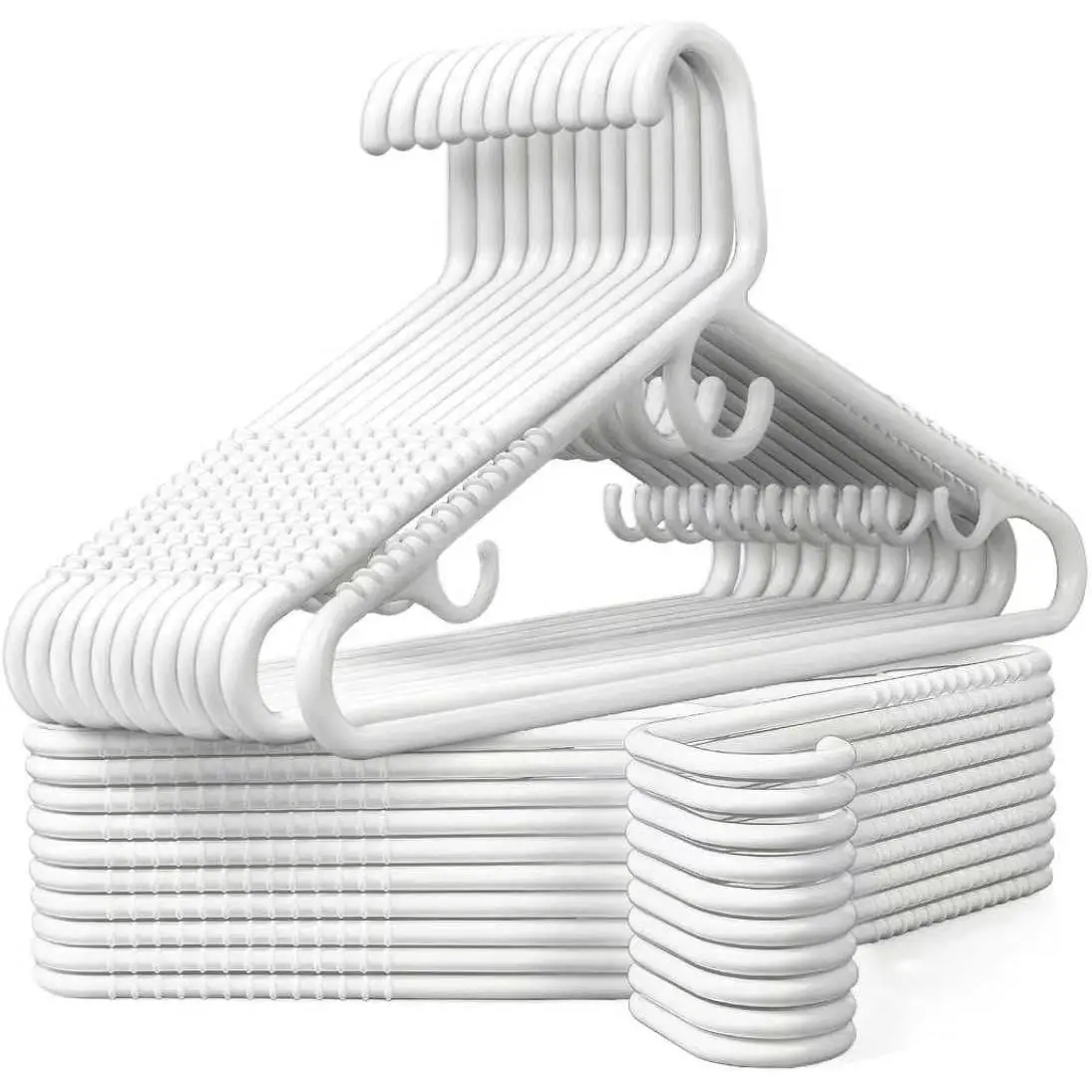36 Pack Heavy Duty Plastic Hangers, Non-Slip White Clothes Hangers with Pants Bar, Thick Plastic Hangers for Closet Organization, Suit, Shirt, Coat & Jacket