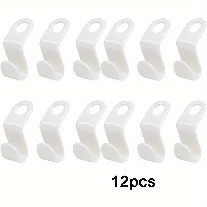12pcs White Clothes Hanger Connector Hooks Cascading Hooks Bedroom Closets Space Saving Connection Hooks Clothes Organizers Home Organizer Hooks
