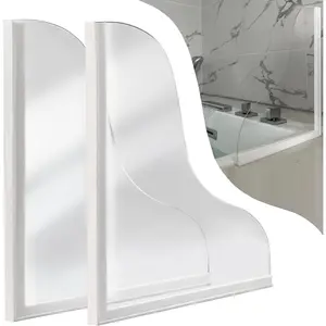 2 Pack Updated Shower Splash Guard, Large Splash Guards for Bathtub, Consists of Silicone Base and Acrylic Plate, Keep Water in Shower or Bath, Shower Corner Splash Guard