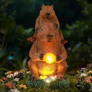 Solar Capybara Garden Statue Light Outdoor Decor, Waterproof LED Yard Art Lantern, Patio Lawn Decoration, Mother's Day Gift for Mom Grandma Women